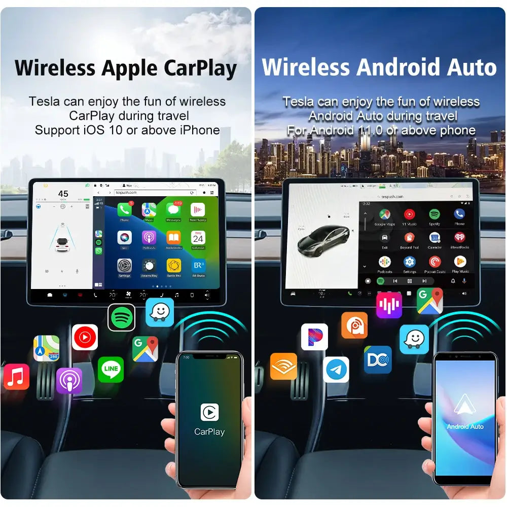 Tesla To CarPlay And Android Auto Wireless Adapter Carlinkit